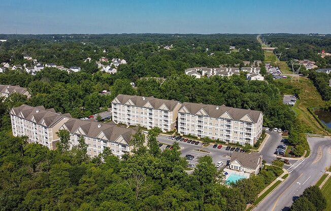 a view of a large building from the air