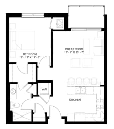 1 bed, 1 bath, 707 sqft, $1,743