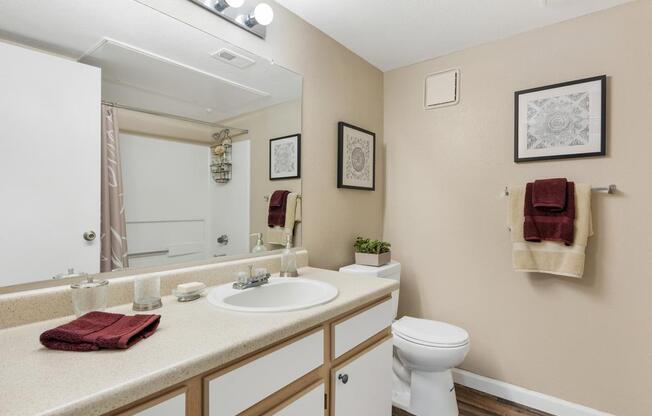 White Cabinets and Bathroom Sink at Rental Homes Santa Fe