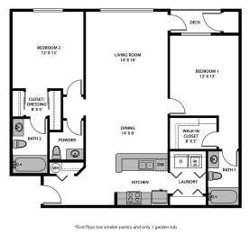 2 beds, 2.5 baths, 1,275 sqft, $1,875