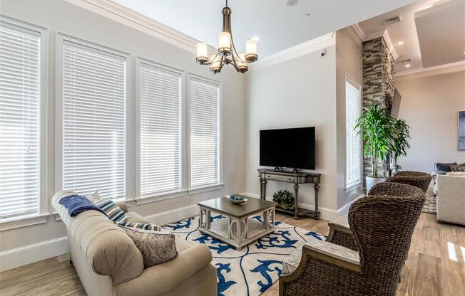 Living room with Sofa and TV at The Oasis at Plainville, Massachusetts