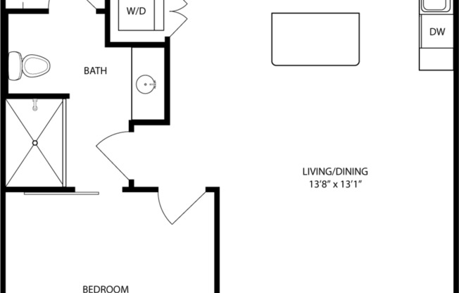 1 bed, 1 bath, 703 sqft, $1,371