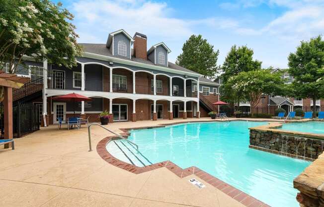 Sundeck and pool at Sugarloaf Crossing Apartments, Lawrenceville,GA 30046