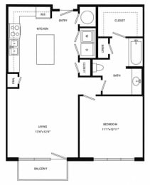 1 bed, 1 bath, 797 sqft, $1,470