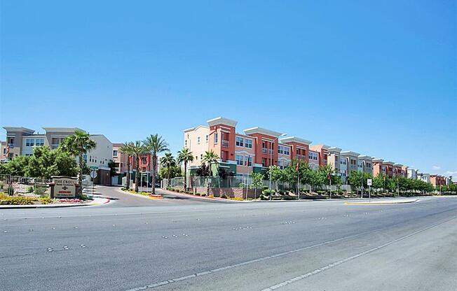 Street view of the entrance to The Croix Townhomes in Henderson, NV offers 2 and 3 bedroom Townhomes!