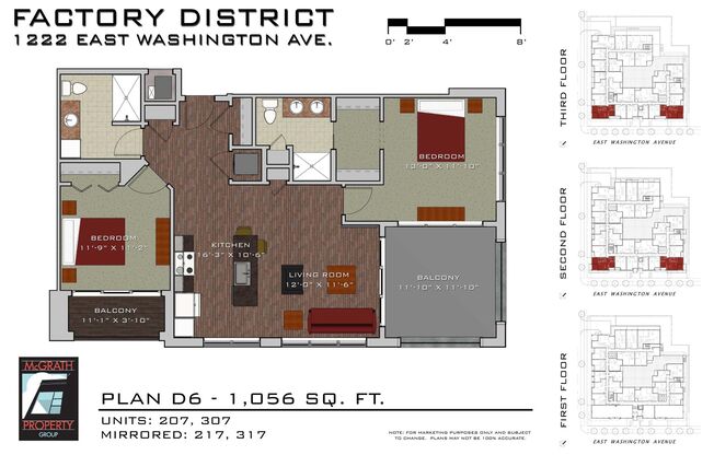 2 beds, 2 baths, 1,056 sqft, $2,795, Unit 317