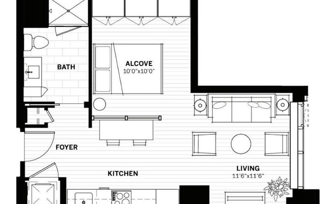 Studio, 1 bath, 531 sqft, $4,100, Unit 910