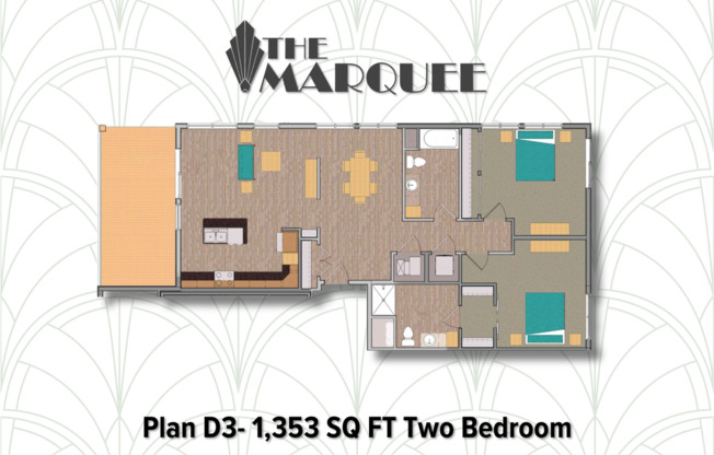 2 beds, 2 baths, 1,353 sqft, $2,500, Unit #523