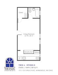 Studio, 1 bath, 389 sqft, $850