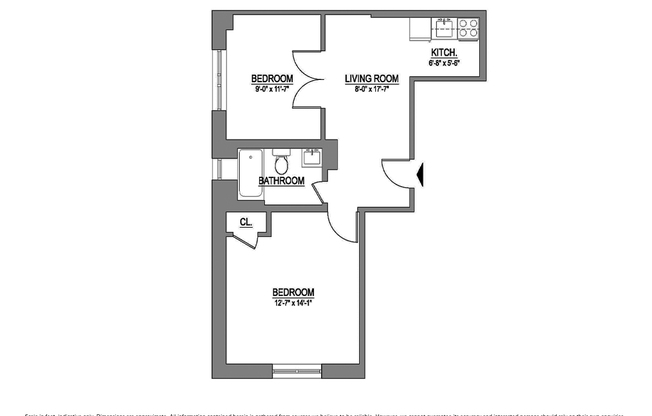 2 beds, 1 bath, $4,650, Unit 11L1