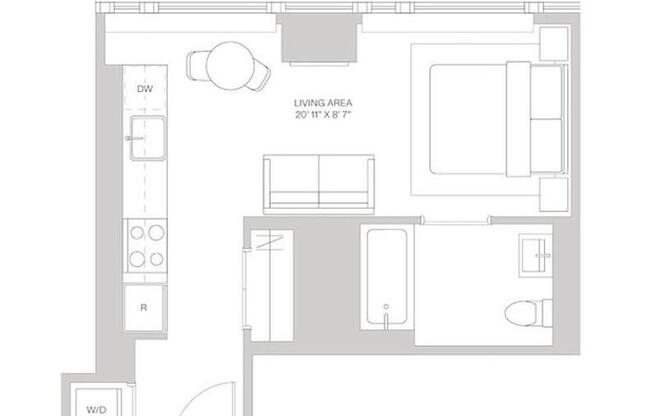 Studio, 1 bath, $4,425, Unit 2006