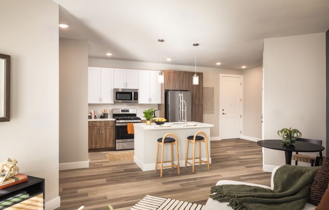 Open concept kitchen with island