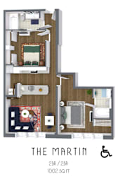 2 beds, 2 baths, 1,002 sqft, $2,380