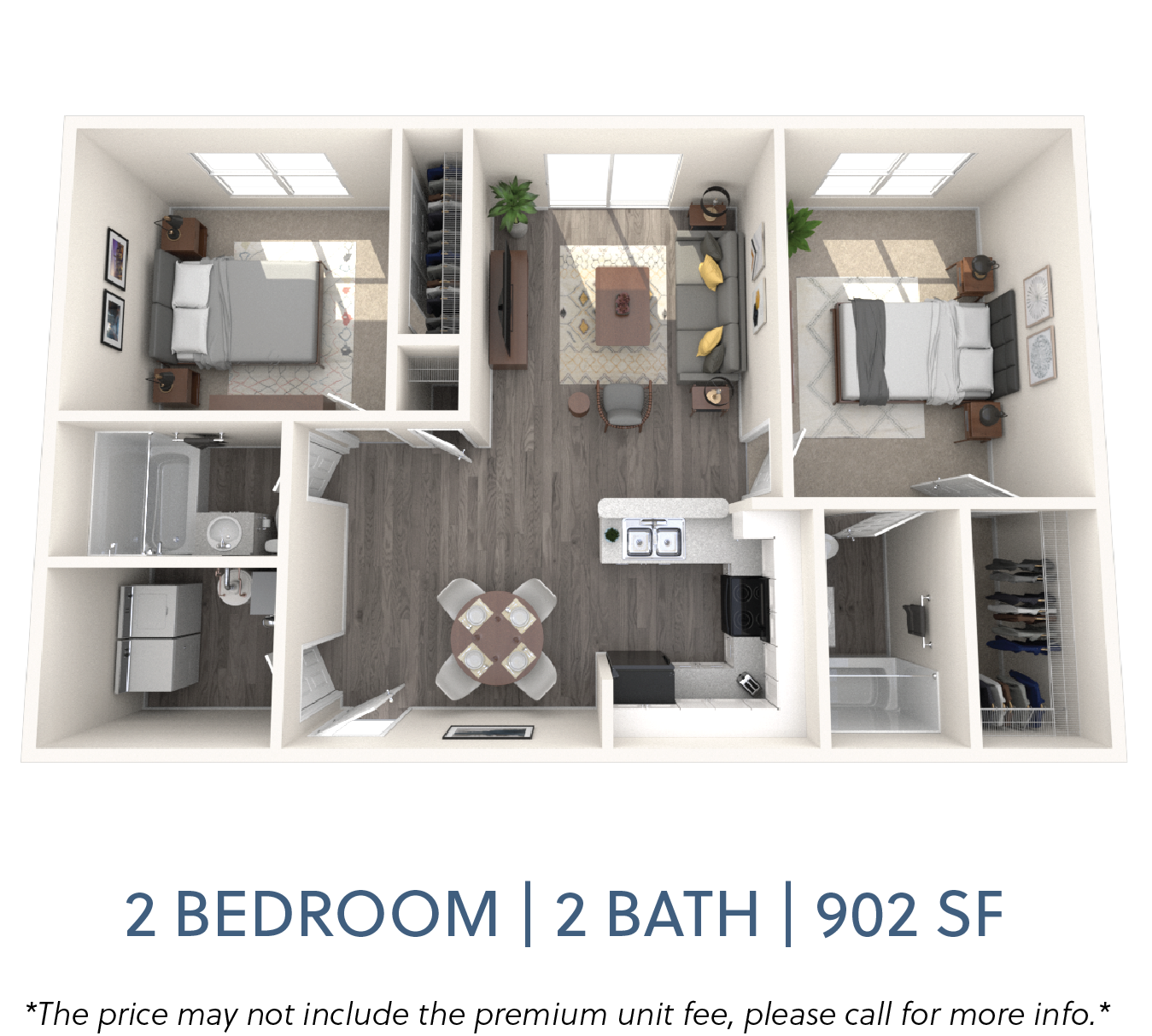 2 beds, 2 baths, 902 sqft, $1,790