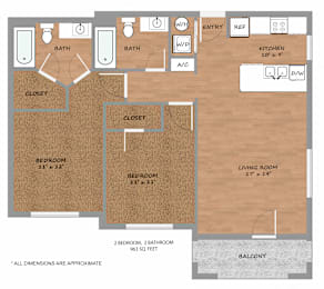 2 beds, 2 baths, 963 sqft, $1,750