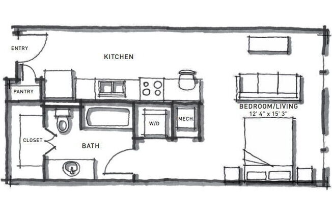 Studio, 1 bath, 523 sqft, $1,145