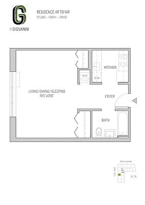 Studio, 1 bath, $3,391, Unit 6R