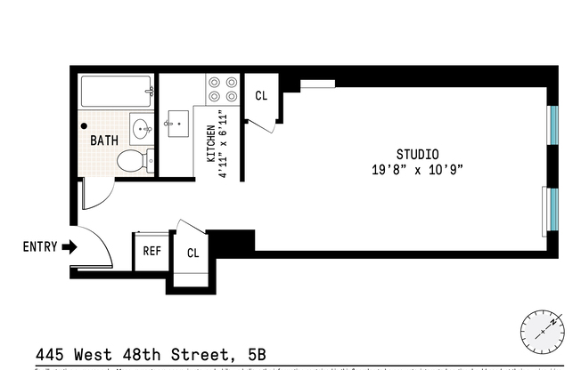 Studio, 1 bath, $2,350, Unit 5B