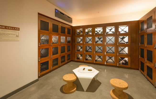 Wine cellar and seating area