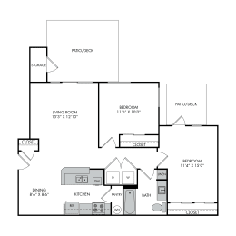 2 beds, 1 bath, 1,051 sqft, $1,725