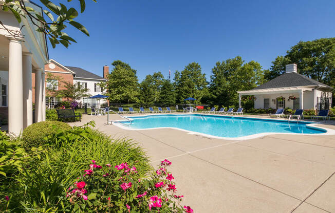 This is a photo of the pool area at Washington Park Apartments in Centerville, OH.