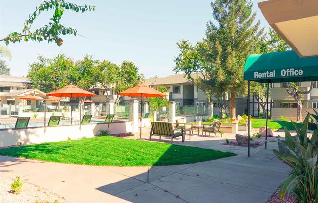 Rental Office Exterior Landscape at Balboa Apartments, Sunnyvale, CA