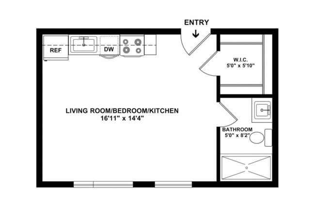 Studio, 1 bath, 323 sqft, $1,890