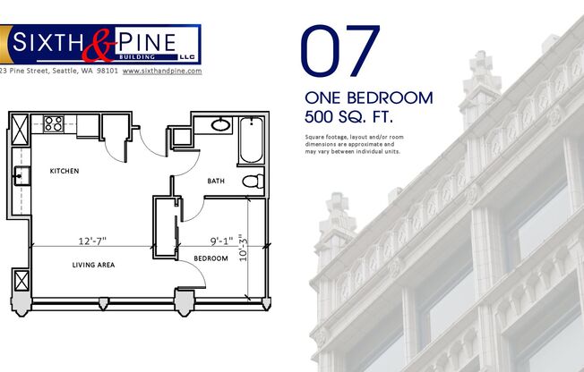 1 bed, 1 bath, 500 sqft, $1,625, Unit 1007
