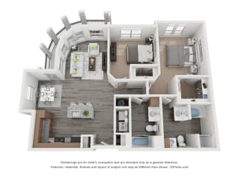 2 beds, 2 baths, 1,294 sqft, $2,112