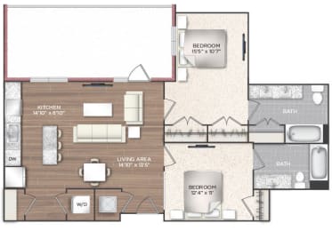 2 beds, 2 baths, 1,012 sqft, $2,880