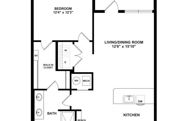1 bed, 1 bath, 735 sqft, $1,465