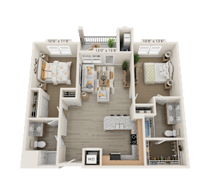 2 beds, 2 baths, 1,070 sqft, $1,860