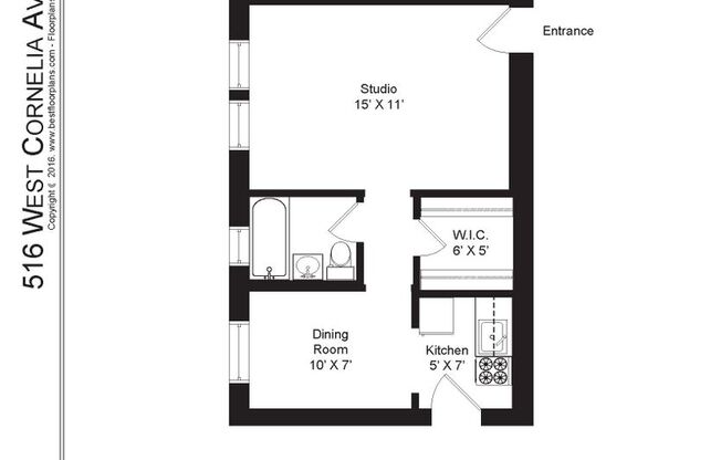 Studio, 1 bath, 435 sqft, $1,575, Unit 516-118