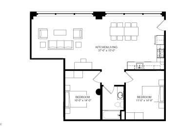 2 beds, 1 bath, 933 sqft, $1,595