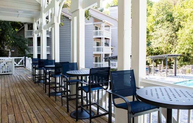 Seating Area Outside of Leasing Office at Grove Point, Norcross, Georgia