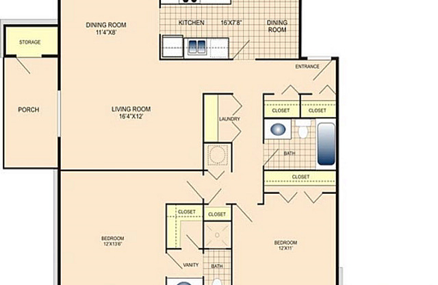 2 beds, 2 baths, 1,120 sqft, $1,564