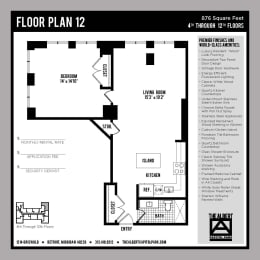 1 bed, 1 bath, 876 sqft, $1,745