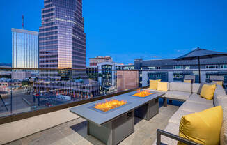 outdoor seating area at The Flin