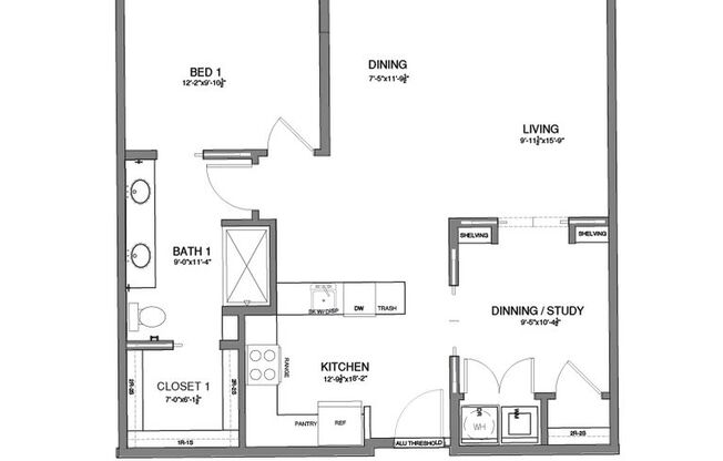 1 bed, 1 bath, 903 sqft, $2,754, Unit 322