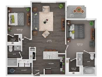 2 beds, 2 baths, 1,049 sqft, $1,835