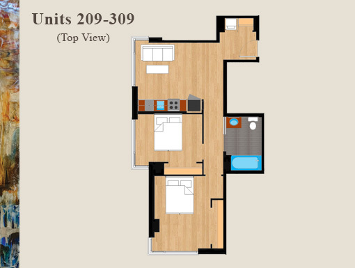 2 beds, 1 bath, $4,250, Unit 209