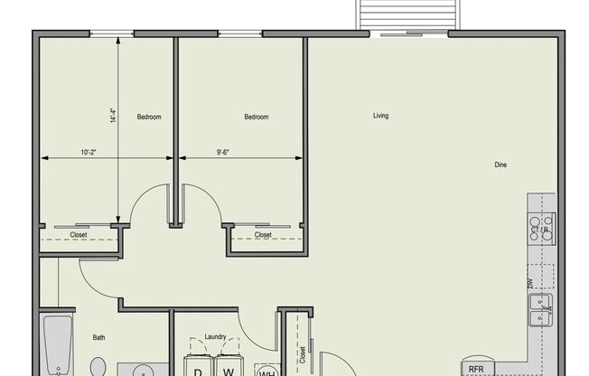 2 beds, 1 bath, 1,020 sqft, $2,040, Unit 129