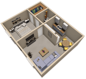 1 bed, 1 bath, 546 sqft, $750