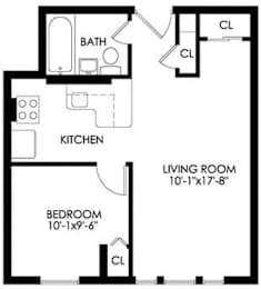  Floor Plan 1 Bedroom