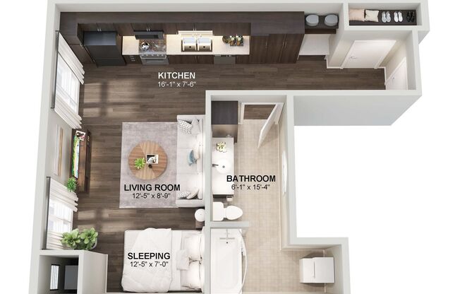 Studio, 1 bath, 567 sqft, $895, Unit Bldg 5 Apt 5320