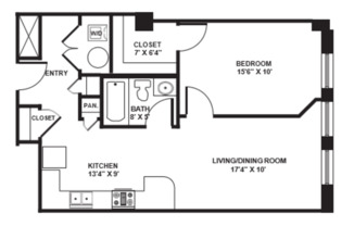 1 bed, 1 bath, 697 sqft, $1,900