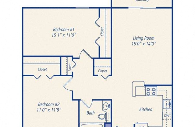 2 beds, 1 bath, 788 sqft, $2,300