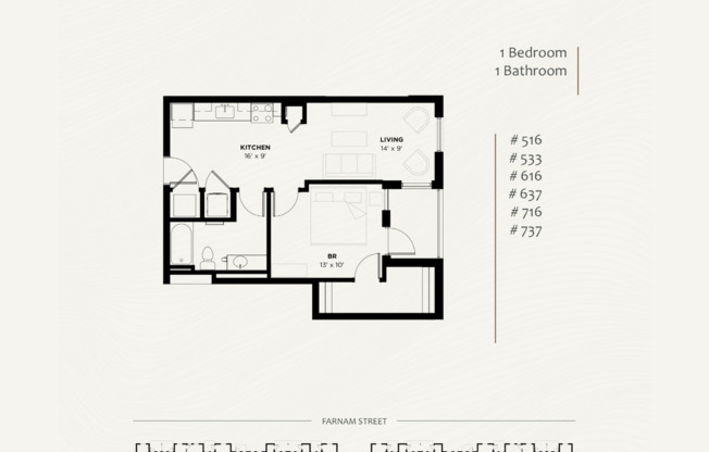 1 bed, 1 bath, 671 sqft, $1,575, Unit 516