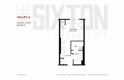 Studio, 1 bath, 431 sqft, $1,215