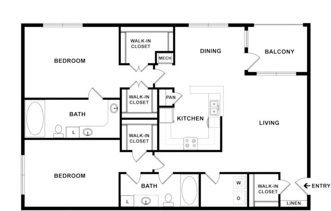 2 beds, 2 baths, 1,190 sqft, $1,745
